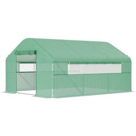 13' x 10' x 6.5' Tunnel Greenhouse Hoop House with Upgraded Galvanized Steel Frame and Large Windows, Green