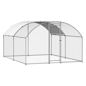 Metal Chicken Coop, 9.8x13.1x6.5 ft Large Walk-in Chicken Runs with Cover, Doom Roof Hen House Enclosure with Security Lock