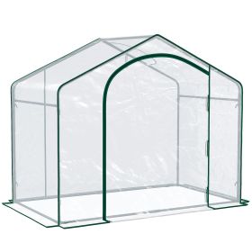 Portable Walk-in Greenhouse 6 x 3 x 5 with PVC Cover Steel Frame Garden Hot House Zipper Door Top Vent
