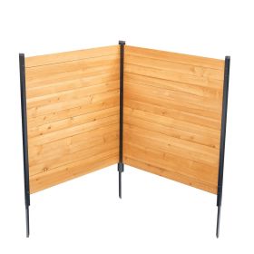 Wood Privacy Fence, 38" W x 42" L, 2 Panel Solid Air Conditioner Fence Screen, Pool Equipment Enclosure with Metal Stakes, Easy DIY Installation