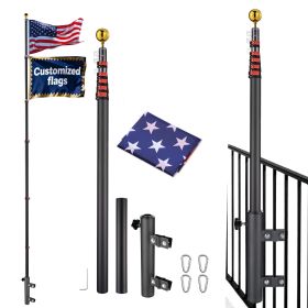 20-Ft Telescoping Flag Pole Black with Ladder Mount Holder