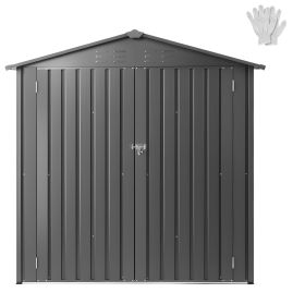 6 x 4 FT Metal Garden Shed, Outdoor Storage Shed with Lockable Doors & 4 Louver Vents, Peak Roof Metal Sheds Outdoors Storage