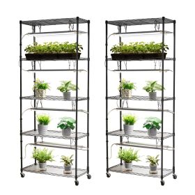 DIY Plant Shelf with Grow Lights, 71 in Tall Indoor Plant Stand with Wheels, 192W 5000K Full Spectrum Grow Lights