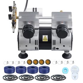 Pond Aerators, 6.7CFM Aeration System for Lakes up to 3 Acres, 1 HP Air Compressor, 4 Diffusers & Four 100' Weighted Tubing