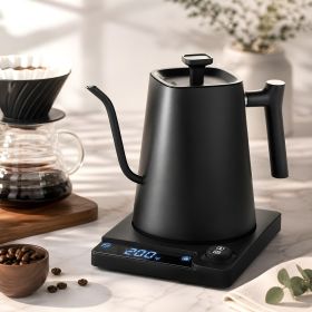 Electric Gooseneck Kettle, 30 oz (0.9L) Capacity, 1200W Fast Heating, Precise Temperature Control