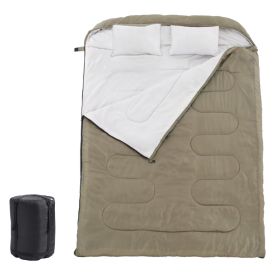 Adult Double Warm Sleeping Bag With Pillow, Lightweight, Portable And Compact Double Sleeping Bag (Option: GREEN)