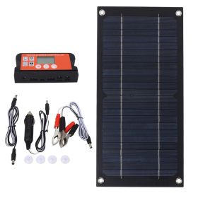 Solar Panel Charger Monocrystalline Silicon 100A Charge Controller Solar Panel Kit With Extension Cable Battery Clip For RV Outdoor Camping (Option: default)