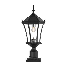 Solar Post Lights Outdoor, Dusk to Dawn Outdoor Post Lights with Pier Mount Base, Black Solar Lamp Posts Light Fixture, Waterproof Light Posts fo (Option: BLACK)