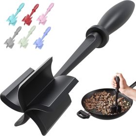 Meat Chopper, Hamburger Grinder, Premium Heat Resistant Smasher For Ground Beef, Burger Grinder Nylon Potato Mix Tool (Option: BLACK)