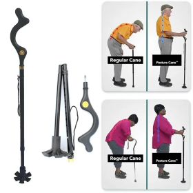 Posture Cane Adjustable Height Walking Stick Hiking Walking Aid Cane (Option: 1Pc)
