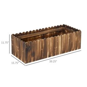 Raised Planter Box Garden Scalloped Edge Wooden (Option: Natural Wood)