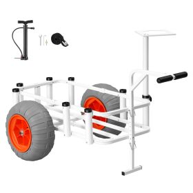Beach Fishing Cart, 350 Lbs Load Capacity, Fishing Cart Wagon With Heavy-Duty Aluminum Alloy Frame, 16.5 In All-Terrain PU Balloon Tires, 8 Rod H (Option: default)