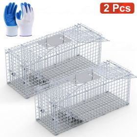1Pc 25.59Inch Live Humane Animal Trap For Spring Summer Cage Heavy Duty Folding Catch And Release Rodent Cage For Rabbit Squirrel Possum Skunk Ki (Option: 2Pc)