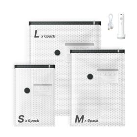 Vacuum Storage Bags, 18 Pack Space Saver Vacuum Seal Bags For Clothing, With Pump And Charging Cable, Double Zipper Seal, Thickened PA And PE, Co (Option: default)