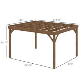 10' X 12' Outdoor Wooden Pergola, Grape Vine Gazebo With Concrete Anchors For Garden, Patio, Backyard, Deck, Brown Multiple Packages (Option: Brown)