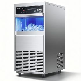 Commercial Ice Maker Machine, 100 Lbs/24h With 30-35 Lbs Storage, Built-in/Freestanding/Under Counter, Stainless Steel Ice Maker With LED Display (Option: default)
