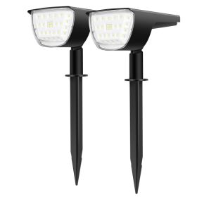 2Pcs 32 LEDs Solar Landscape Spotlights For Garden IP65 Waterproof With 3 Modes For Yard Garden Driveway Porch Walkway Pool Patio (Option: 2pcs)