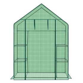 Mini Walk-in Greenhouse With PE Cover, 4-Shelf Indoor Outdoor Plant Gardening Green House For Garden Backyard, 56inch X 29inch X 77inch, Green (Option: 70880140)