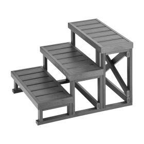 Hot Tub Steps 3-Step Spa Stairs 27.5 In Wide Step Ladder Outdoor, 350 Lbs Capacity, Sturdy HIPS Plastic, Non-Slip Foot Pads, Easy Assembly, Stabl (Option: default)