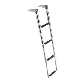 Boat Ladder, 4 Steps, Stainless Steel Telescoping Folding Swim Deck Ladder For Rear Entry Inboard, Heavy Duty 900 Lbs Capacity With Wide Anti-Sli (Option: default)