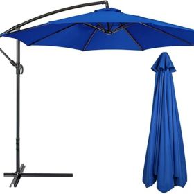10 FT 8 Rib Umbrella Canopy Replacement Outdoor Market Patio Table Umbrella Strong and Thicck Canopy Cover for Backyard Garden Courtyard Swimming (size: Navy blue   (8 Ribs))
