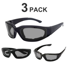 3Pair Motorcycle Riding Glasses Wind Resistant Bike Goggles UV Protection Resistant Padded Comfortable Outdoor Sport Goggles (Color: 3*Gray)