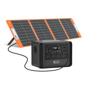 FF Flashfish 1200W Portable Power Station, 768Wh LiFePO4 High-capacity Solar Generator, Power Battery Backup With 4*AC Outputs And 6*USB Outputs (Output: 1200W Solar Generator &100W Solar Panel)