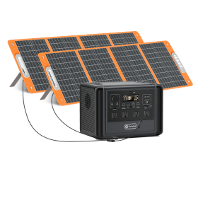 FF Flashfish 1200W Portable Power Station, 768Wh LiFePO4 High-capacity Solar Generator, Power Battery Backup With 4*AC Outputs And 6*USB Outputs (Output: 1200W Solar Generator&2*100W Solar Panel)