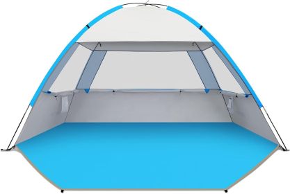 each Tent Sun Shelter for 3/4/6/8/10 Person with UPF 50+ UV Protection, Lightweight & Easy Setup Beach Shade Canopy (size: Silver   4 Person)