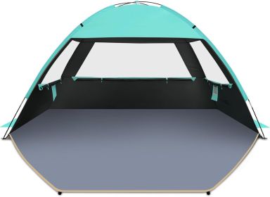 each Tent Sun Shelter for 3/4/6/8/10 Person with UPF 50+ UV Protection, Lightweight & Easy Setup Beach Shade Canopy (size: Dark Shelter-Turquoise   4 Person)