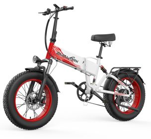ZAZAWORK CF1000 Folding Electric Bike 48V 1000W, 20AH Battery Up to 120KM (Color: WHITE&RED)