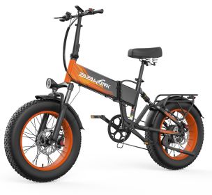 ZAZAWORK CF1000 Folding Electric Bike 48V 1000W, 20AH Battery Up to 120KM (Color: BLACK&ORANGE)