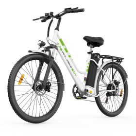 WITAMBIKE 26" Electric Bike for Adults, Removable Battery, 7-Speed Derailleur Ebike Commute MTB (Color: White)