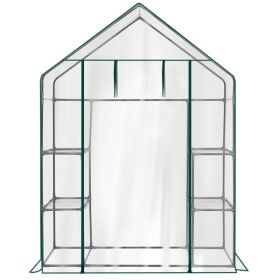 Mini Walk-in Greenhouse With PVC Cover, 4-Shelf Indoor Outdoor Plant Gardening Green House For Garden Backyard, 56inch X 29inch X 77inch, Transpa (Option: Transparent)