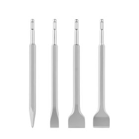 SDS Plus Chisel Set, 4 Pcs SDS Plus Rotary Hammer Drill Attachments, Includes Point, Flat, & Angled Spade Chisels, Heat Treated 40Cr Alloy Steel, (Option: default)