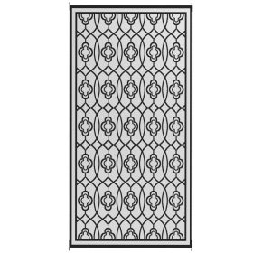 Reversible Outdoor Rug, Waterproof Plastic Straw With Carry Bag, 9 X 18, Black & White Lantern (Option: BLACK)